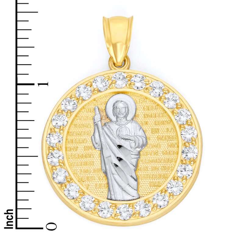 Saint Jude Pendant Necklace for Prayer Medal with CZ Diamonds