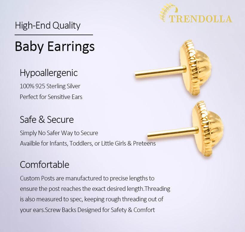 Colorful Butterfly Sterling Silver Baby Children Screw Back Earrings - Trendolla Jewelry