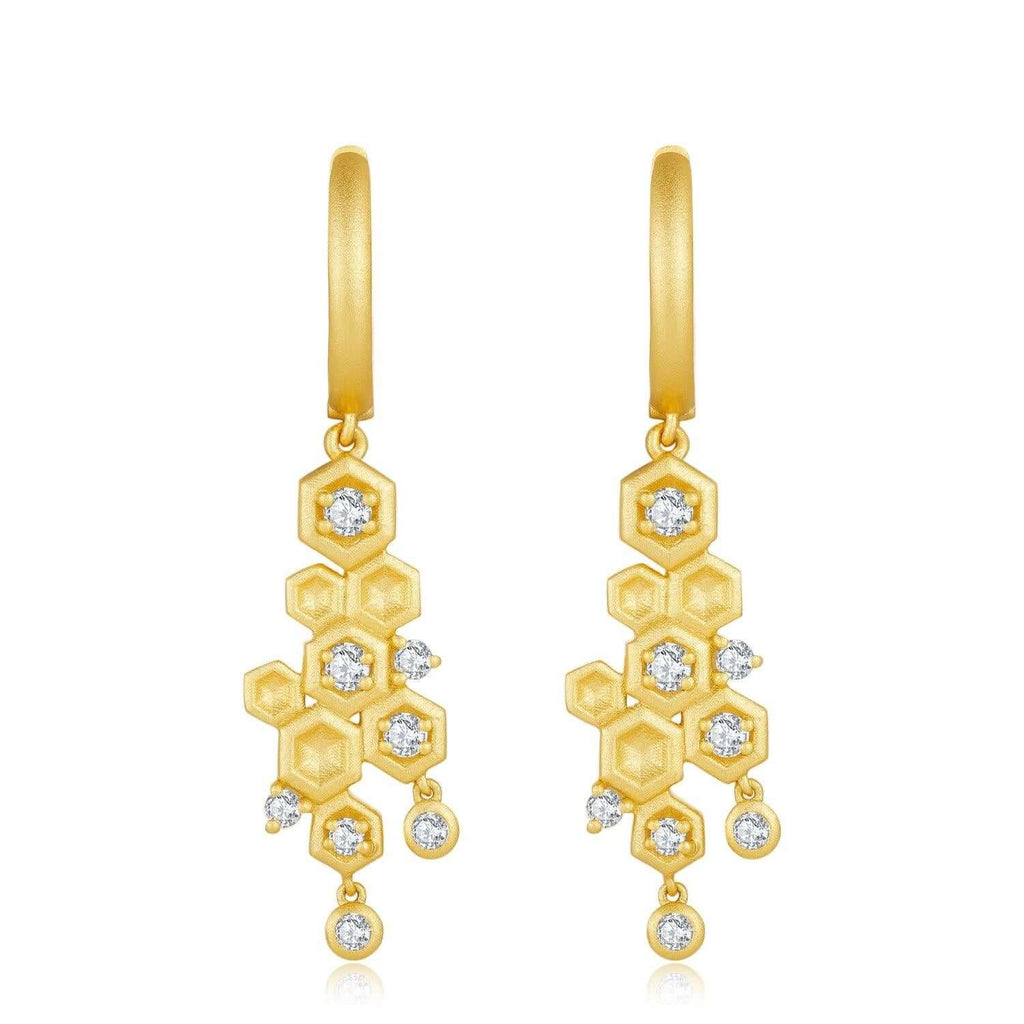 Honeycomb Dangle Earrings Mark Collection Hoop Earrings with Charm - Trendolla Jewelry