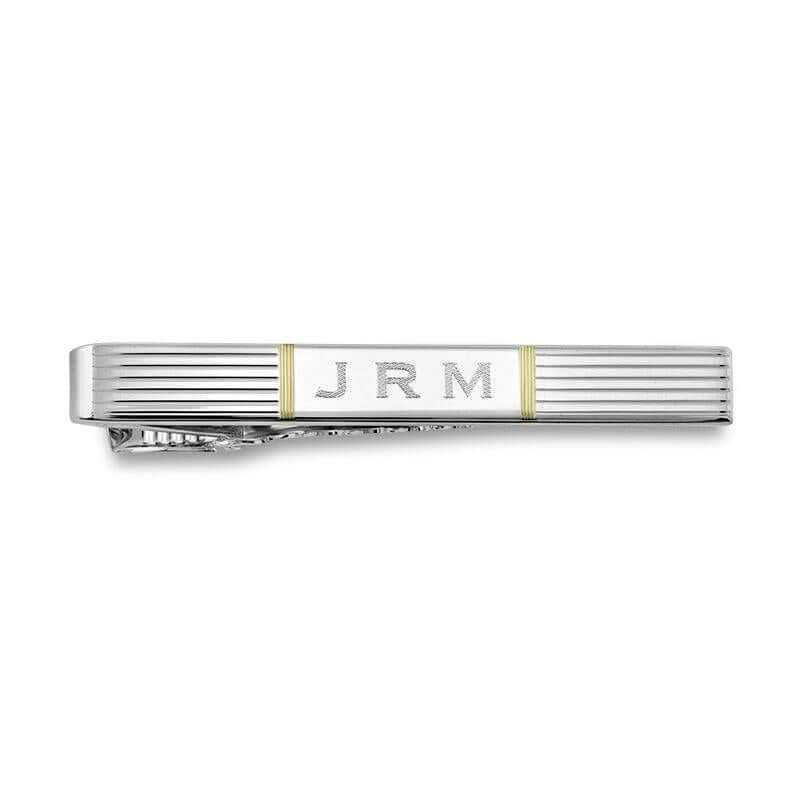 Men's Tie Bar in Sterling Silver and 24K Gold Plate (4 Characters) of Trendolla - Trendolla Jewelry