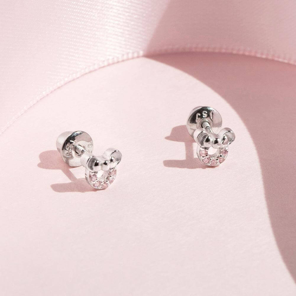Petite Mouse Baby / Toddler / Kids Earrings Screw Back - Sterling Silver - Trendolla Jewelry