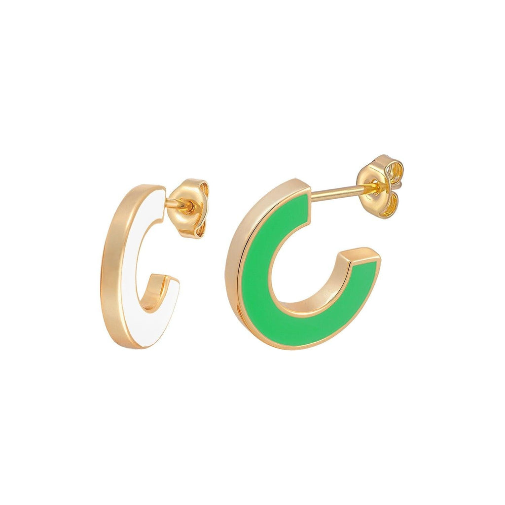 White Green Future Reversible Enamel Earrings - Trendolla Jewelry